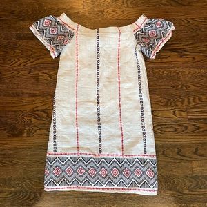 Aqua dress, cotton, white with embroidery, size XS